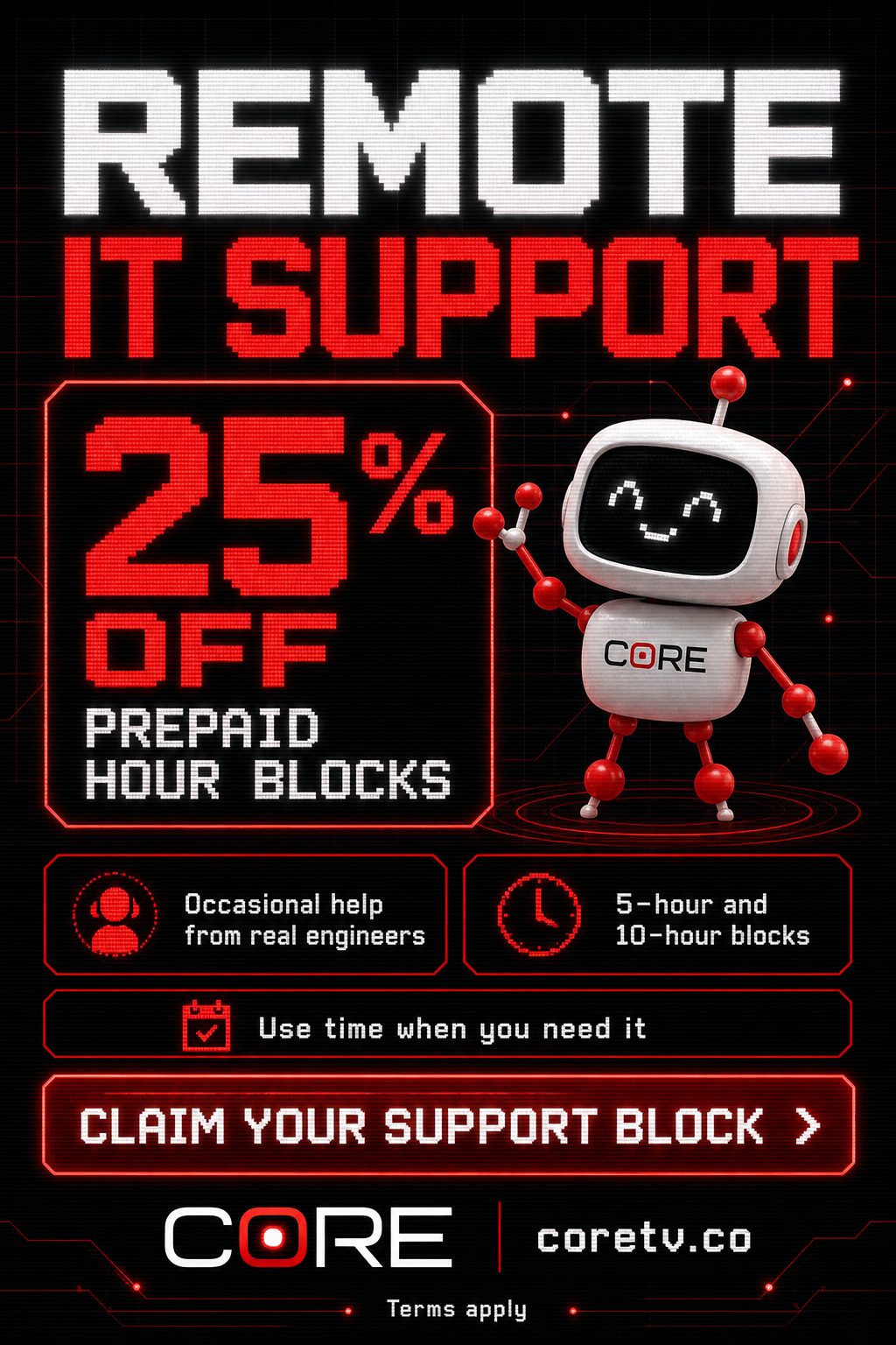25% Prepaid Hour Block Remote IT Support - Front