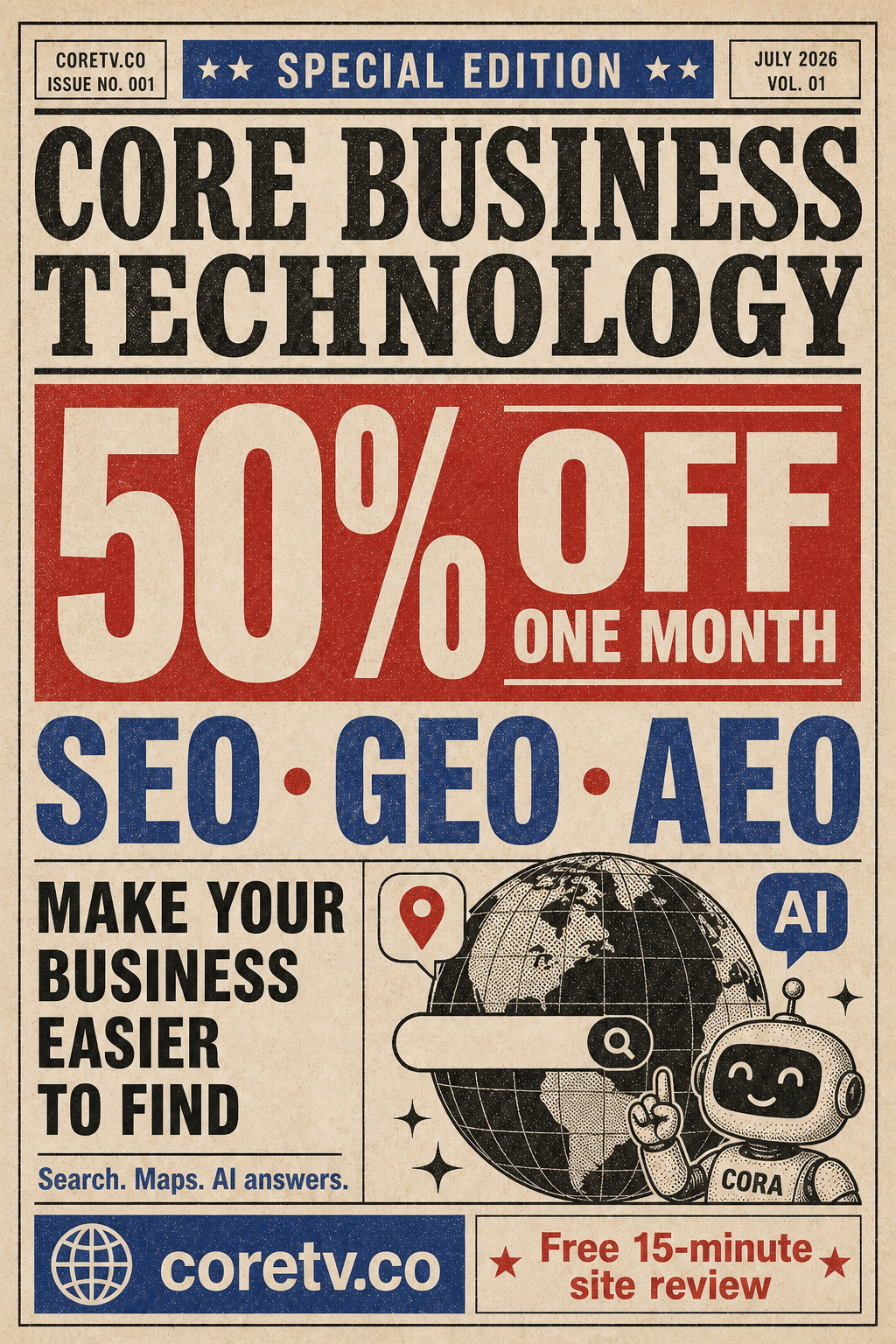 50% SEO - GEO - AEO - One Month - Editorial Front
